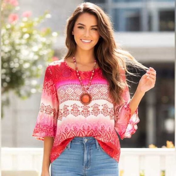 Lucky Brand Tops - Lucky Brand Top, Purple Ivory Multi,  Short Sleeve, NWT, Size S/P